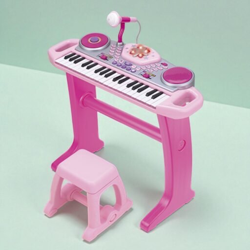 ⁧أورج للأطفال مع ميكروفون وكرسي - وردي⁩ | ⁦Kids Keyboard with Microphone & Stool - Pink⁩