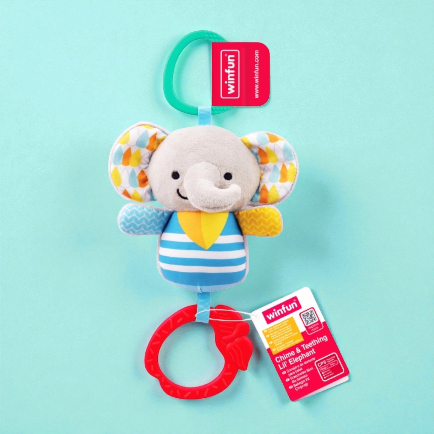 خشخيشة فيل صغير مع حلقة عضّ وأسلاك صوتية Elephant - الصورة 3