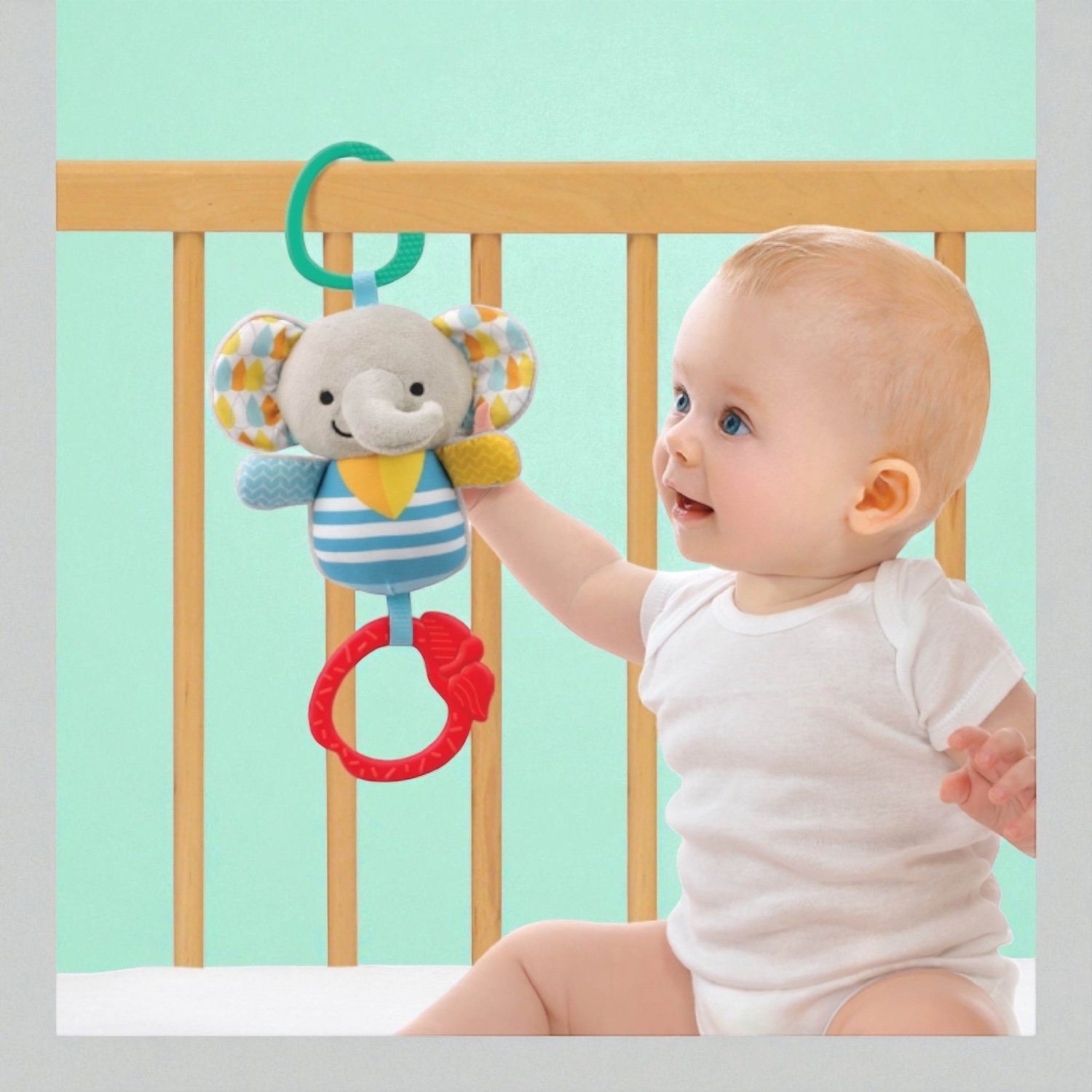 خشخيشة فيل صغير مع حلقة عضّ وأسلاك صوتية Elephant - الصورة 2