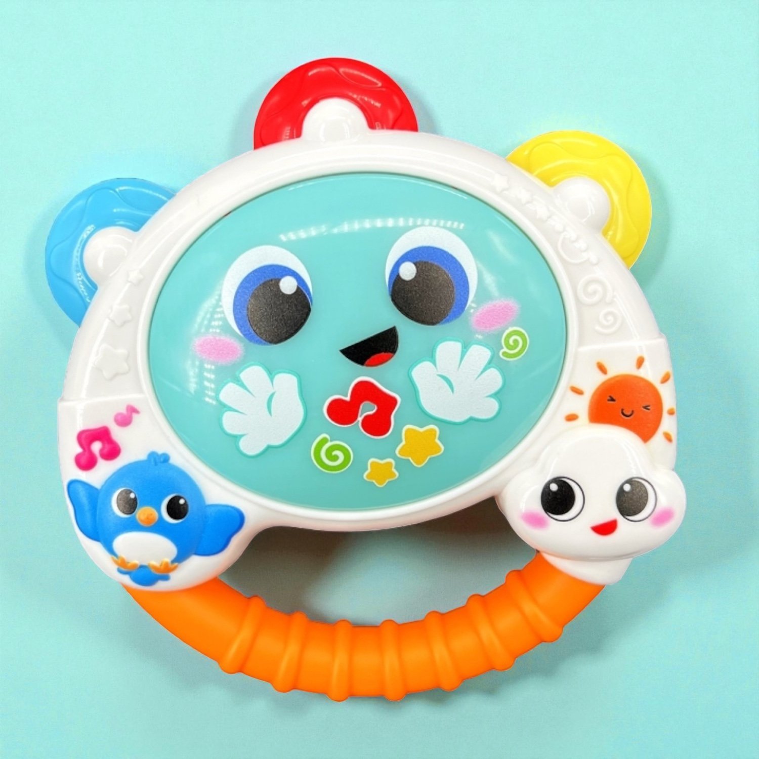 طنبور هزّاز للرضع مع أصوات موسيقية Baby Shaker Tambourine - الصورة 2