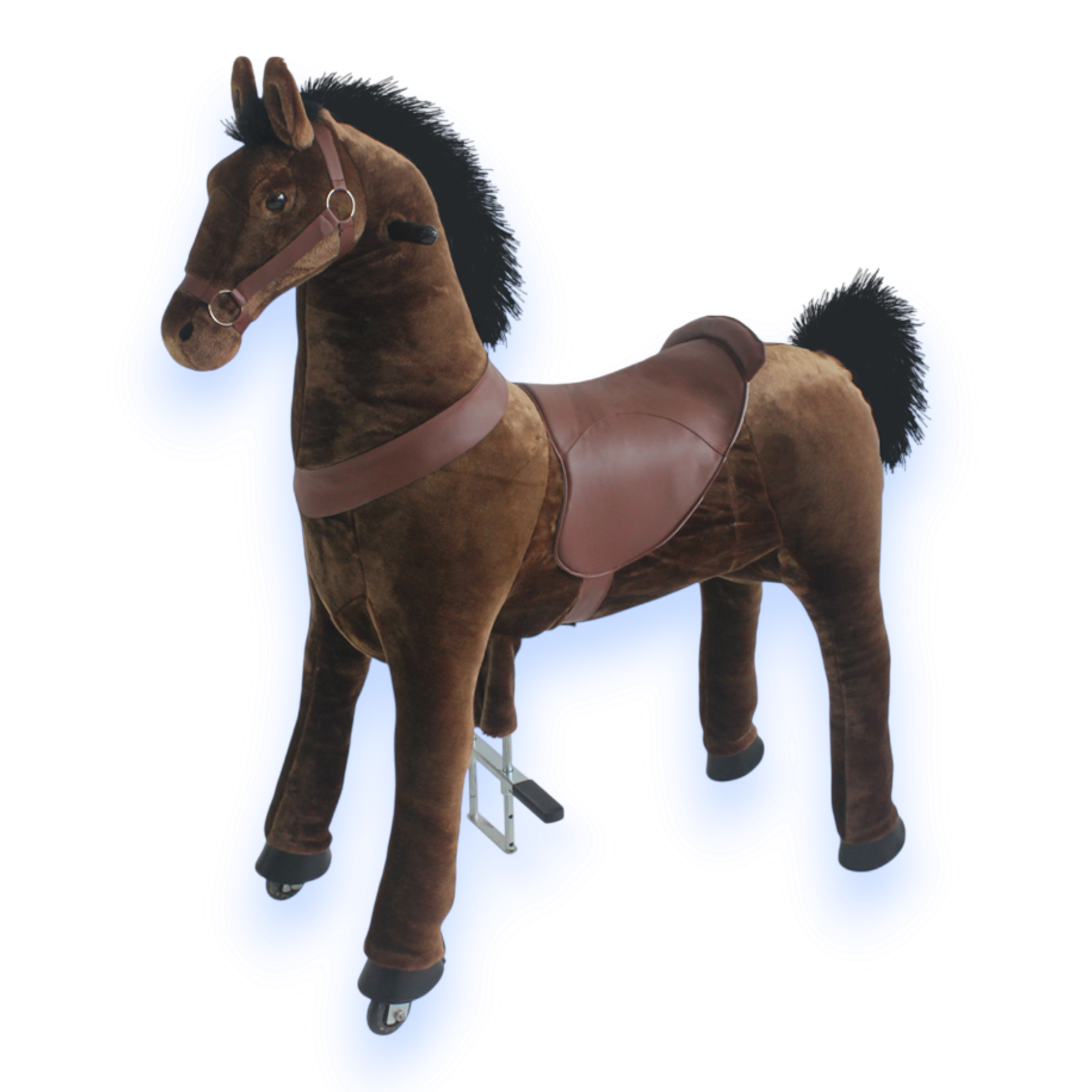 حصان ركوب بني غامق بعجلات — Horse Ride-On