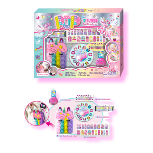 طقم تجميل أظافر + حقيبة بوب إت (Pop It Purse Nail Beauty Set)