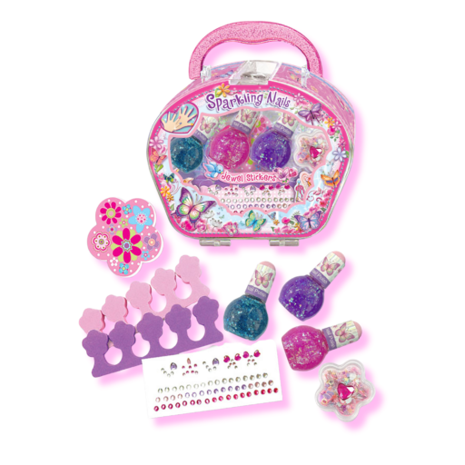 طقم أظافر لامع مع ديكورات (Sparkling Nail Set)