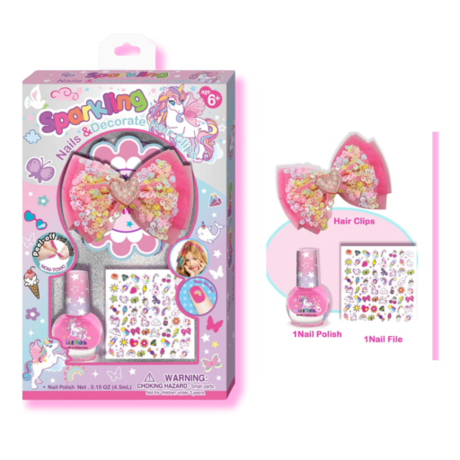 طقم أظافر لامعة + تزيين الشعر (Sparkling Nails & Decorate Hair)