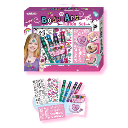 طقم وشم مؤقت لفن الجسم للأطفال (Body Art Tattoo Set)