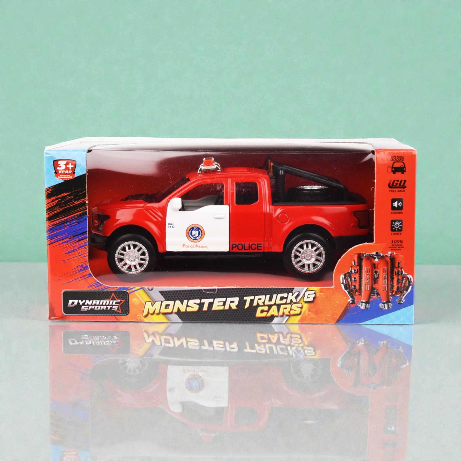 سيارة شرطة معدنية 1:36 مع أضواء وصوت — DIECAST POLICE CAR - الصورة 3