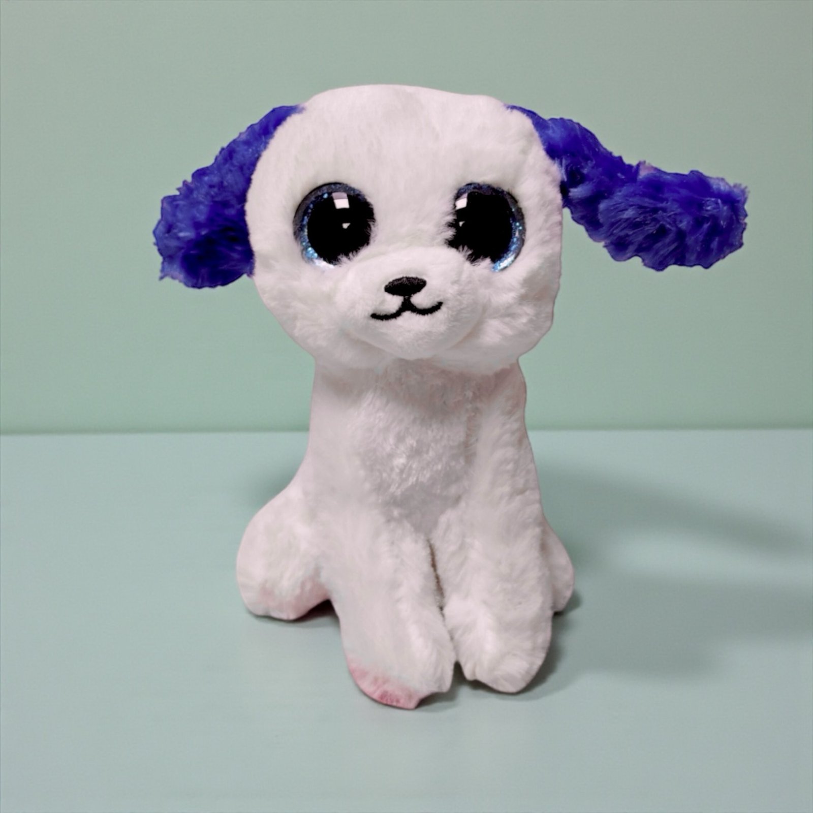 دمية قطيفة كلب أبيض بأذنين زرقاوين - Plush Dog - White (Blue Ears)