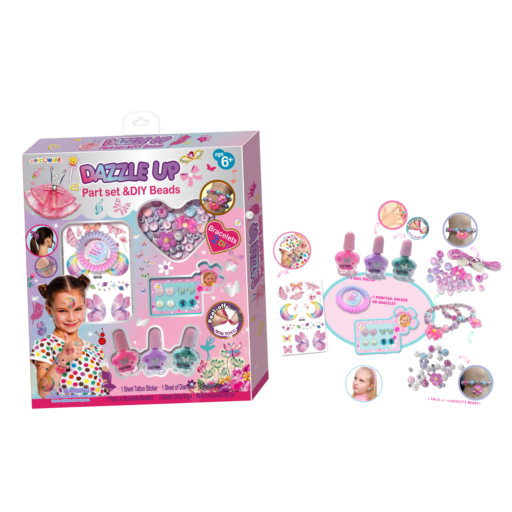 طقم تزيين لامع + خرز DIY لصنع الإكسسوارات (Dazzle Up Party Set & DIY Beads)