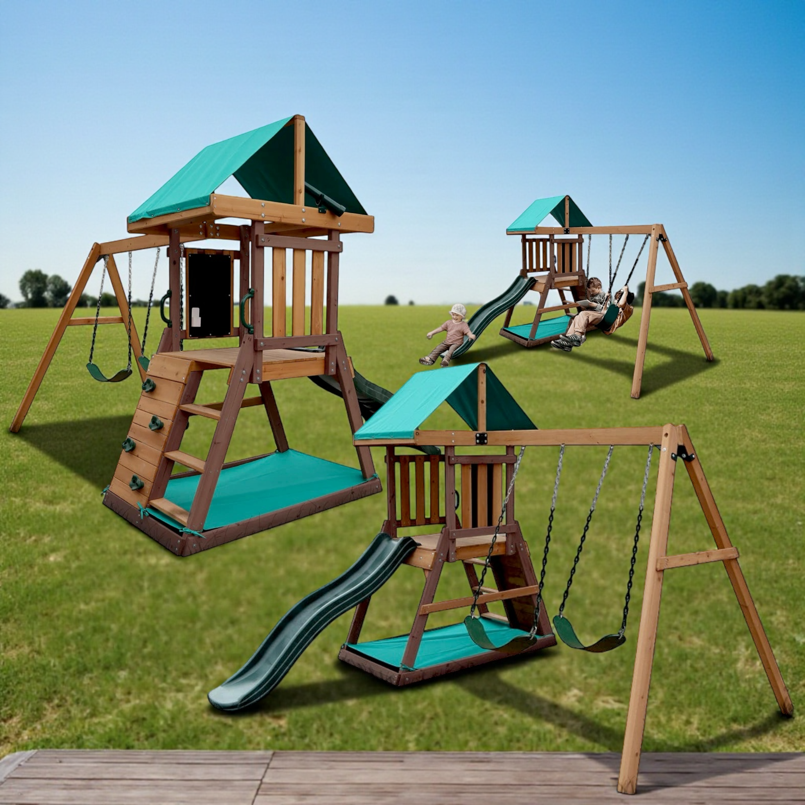 طقم أرجوحة وبيت لعب مع بلكونة – Mount Peak Logan Swing Set & Playhouse with balcony - الصورة 11