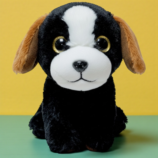 ⁧دمية قطيفة كلب أسود وأبيض⁩ - ⁦Plush Dog - Black & White⁩