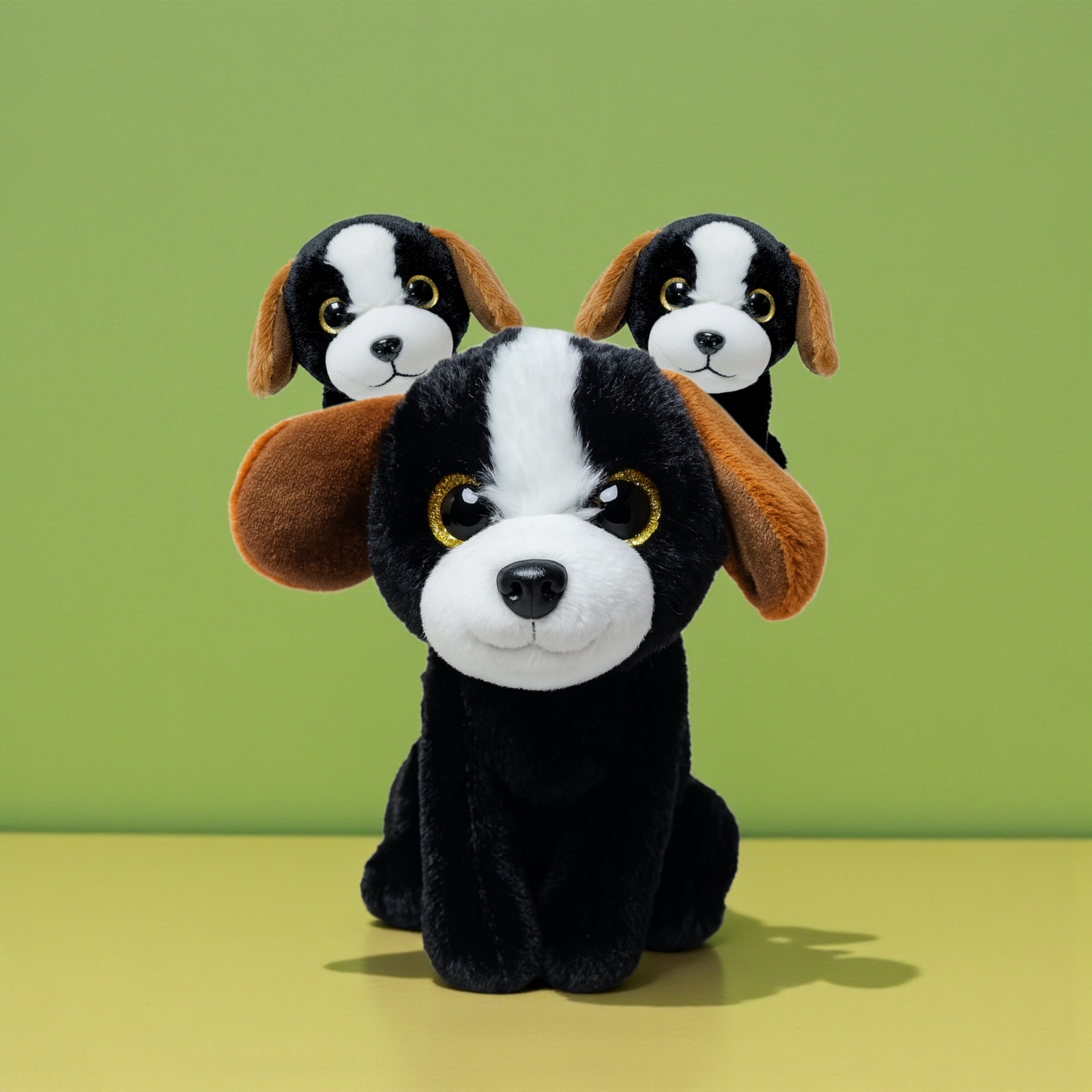 دمية قطيفة كلب أسود وأبيض - Plush Dog - Black & White - الصورة 11