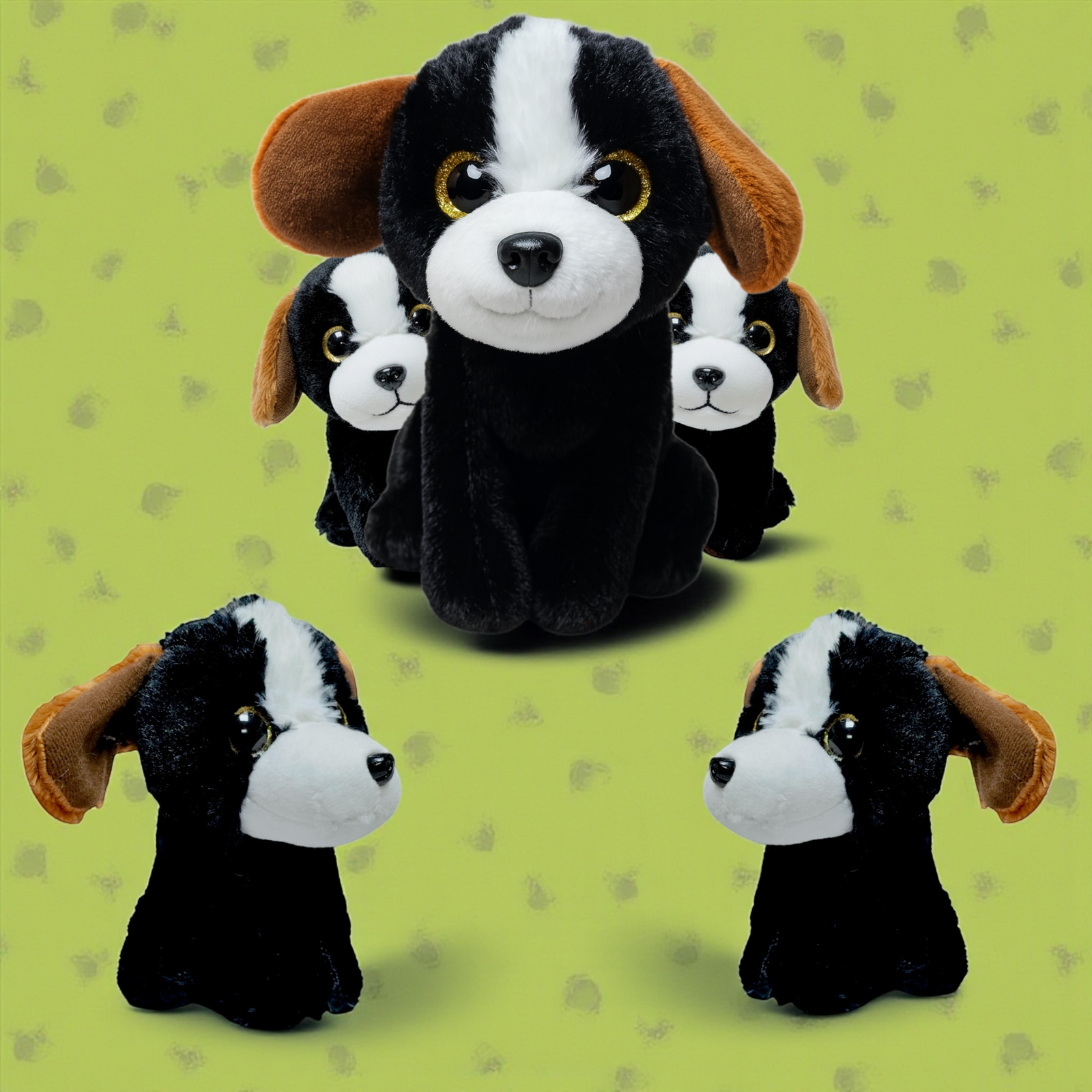 دمية قطيفة كلب أسود وأبيض - Plush Dog - Black & White - الصورة 9