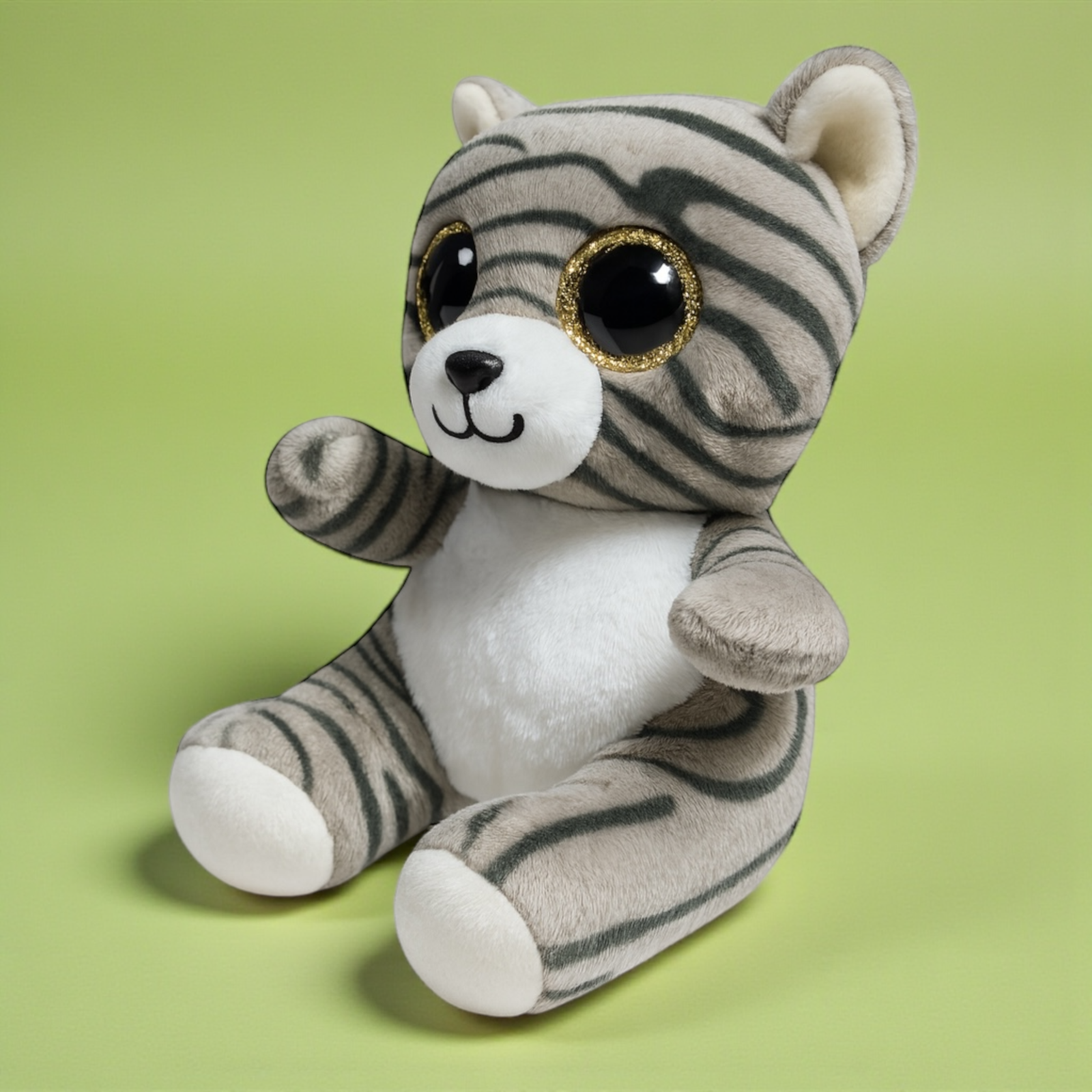 دمية قطيفة قط رمادي مخطط - Plush Cat - Grey Tabby - الصورة 2