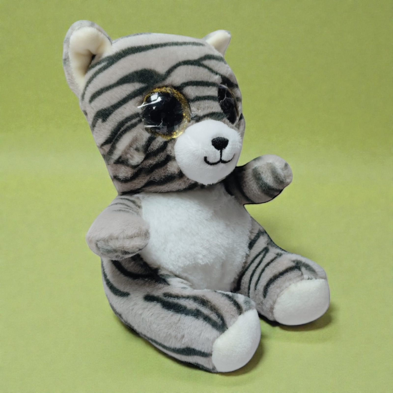 دمية قطيفة قط رمادي مخطط - Plush Cat - Grey Tabby - الصورة 4